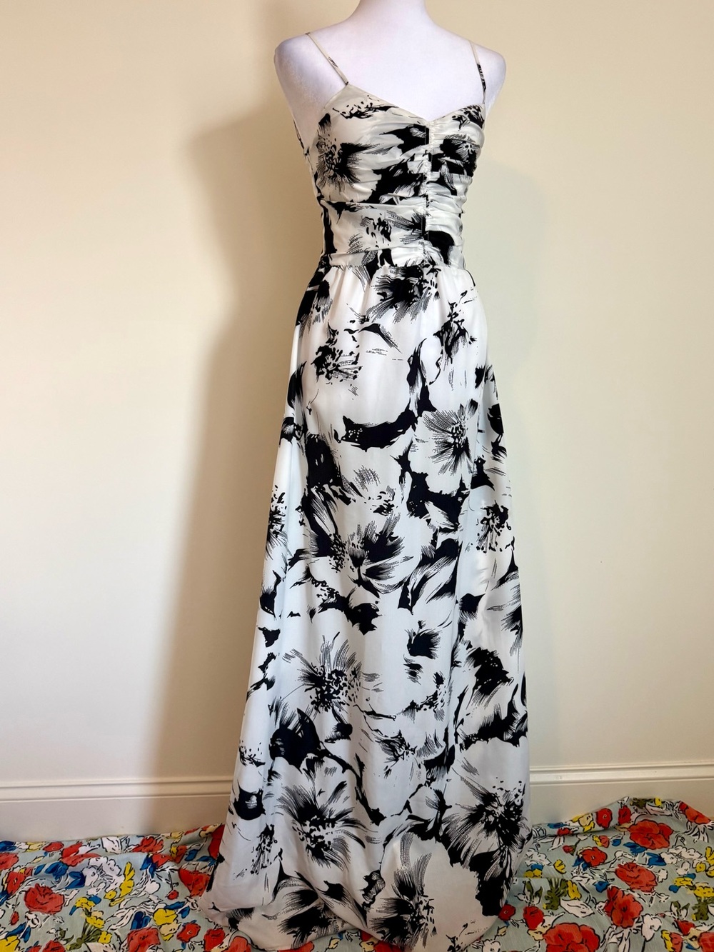 Parker Black and White Floral Maxi Dress size XS